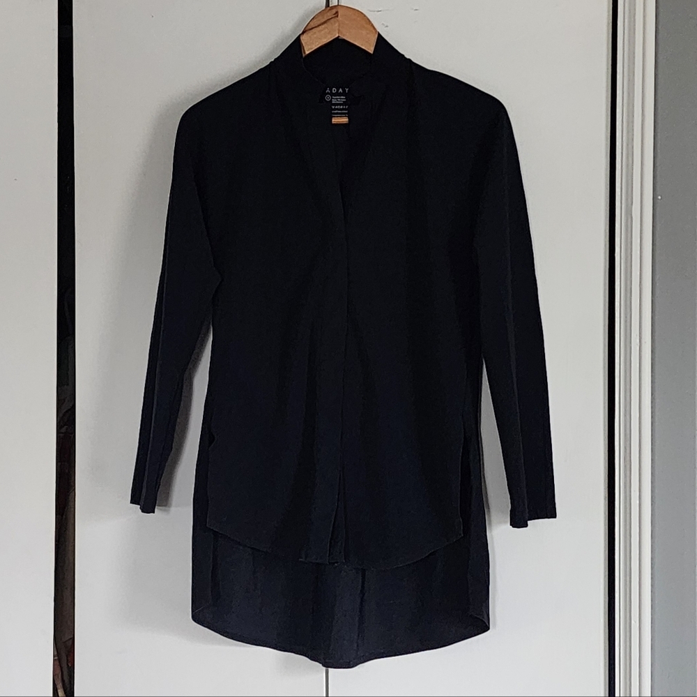 ADAY Navy Long Sleeve Open Front Tunic